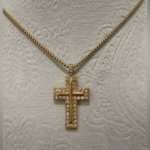 18K Gold Plated Cross Pendant Necklace
